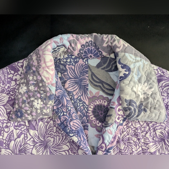 💜🤍 Homemade Boxy Floral Patchwork Quilted Jacket, S-L - Picture 7 of 8